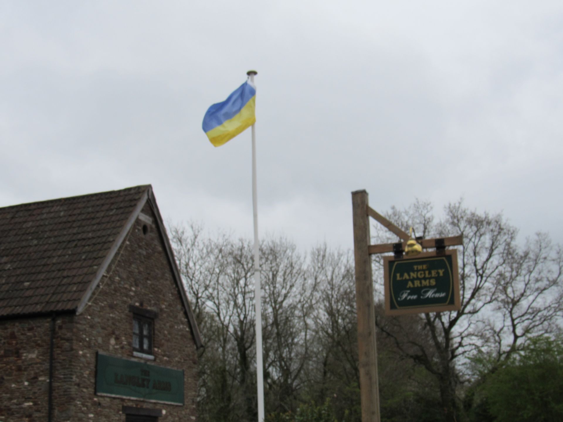 Ukraine flag at Langley Arms
