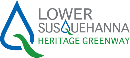 Logo with blue teardrop and green leaf, 