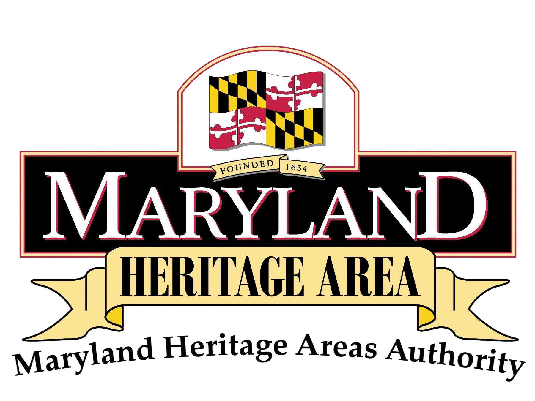 Maryland Heritage Area logo featuring Maryland flag and banner reading 