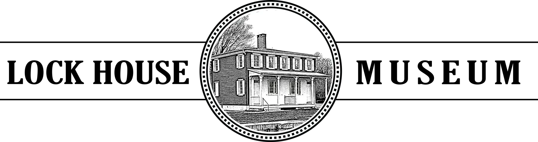 Logo: Lock House Museum with a building illustration inside a circle.