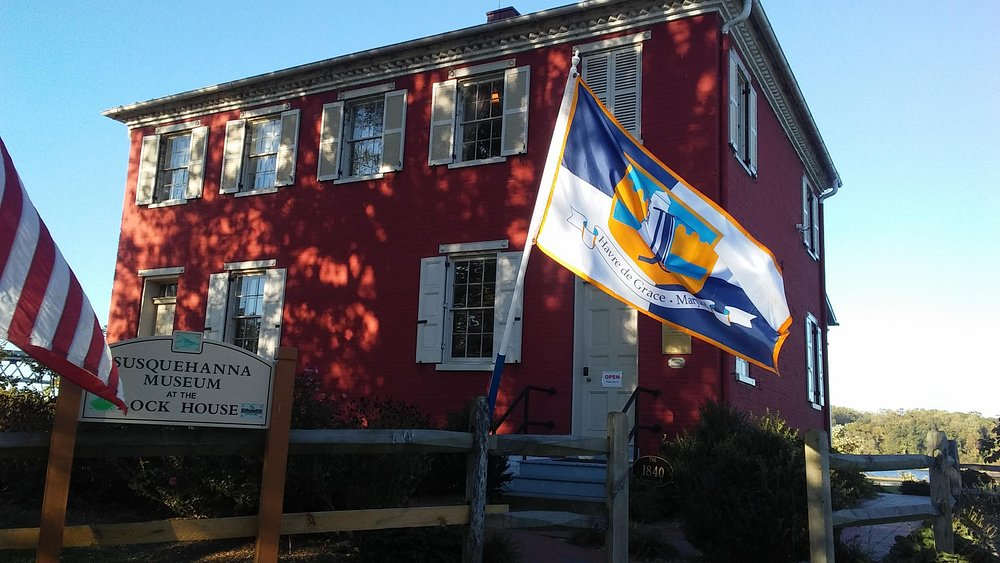 Red building with flag, 