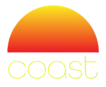 A yellow logo for Coast Cafe Worthing