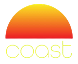 A yellow logo for Coast Cafe Worthing