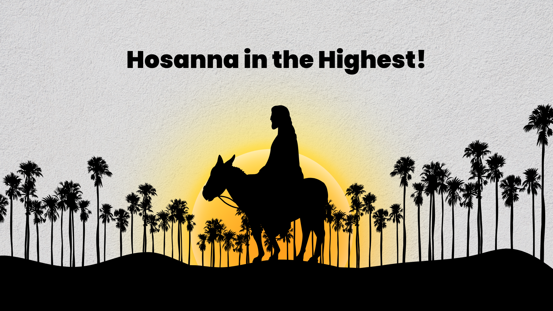 Black and Yellow Illustrative Palm Sunday Bible Verse. Jesin