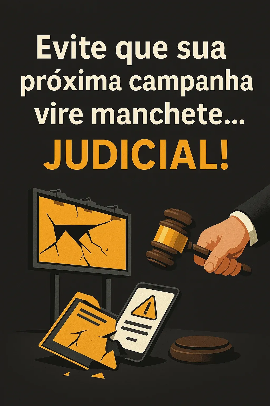 A poster that says evite que sua próxima campanha vire manchete ... judicial