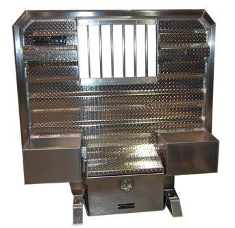 A stainless steel fence with a box underneath it