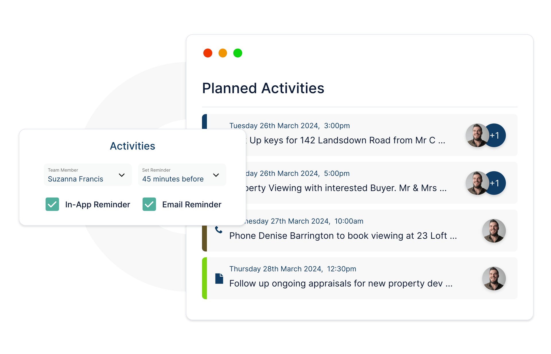 A screenshot of a website showing a list of planned activities.