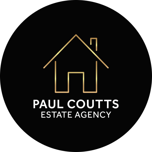 The cole rayment & white logo is on a white circle