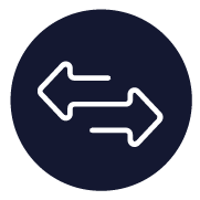 Two arrows pointing in opposite directions in a circle.