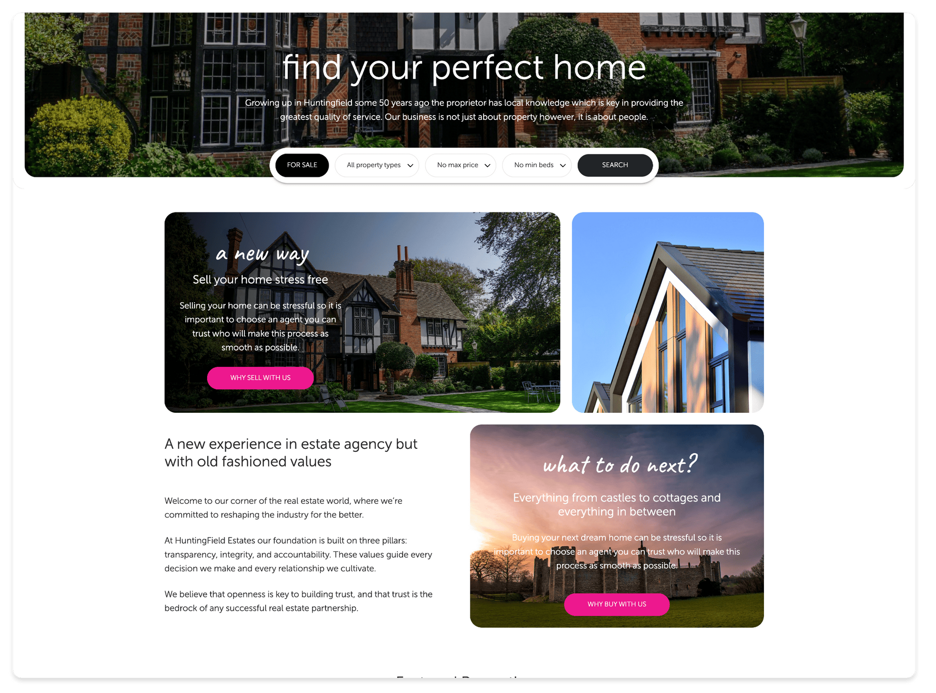 A screenshot of a website that says find your perfect home