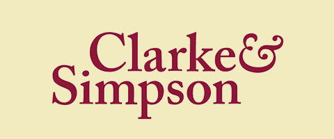 The clarke and simpson logo is on a white background.