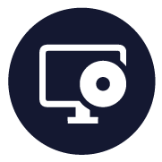 A computer monitor with a cd in a circle.