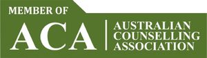 A green sign that says member of aca australian counselling association