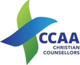 A blue and green logo for ccaaa christian counsellors