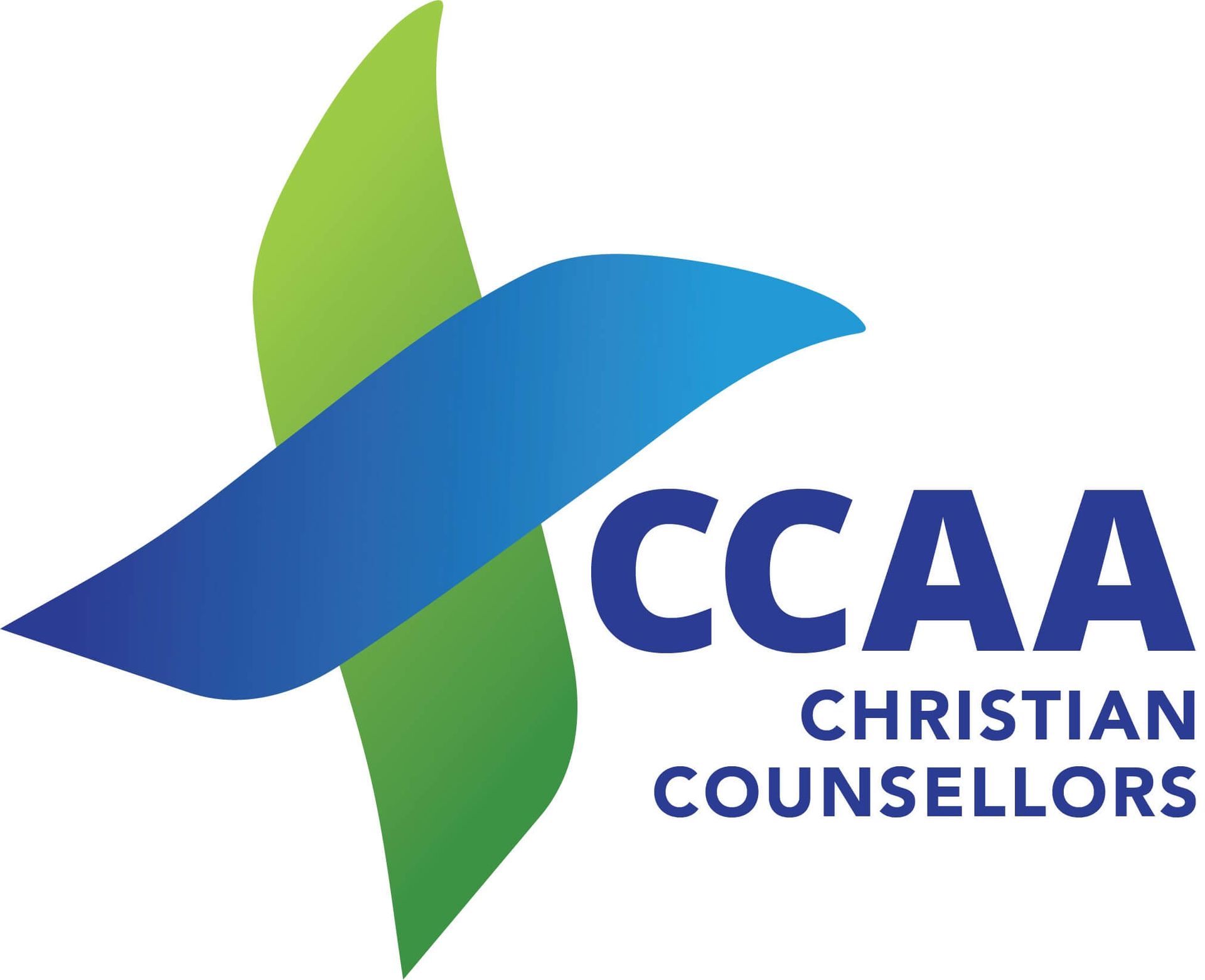 A blue and green logo for ccaaa christian counsellors