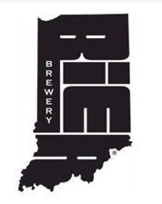Logo for BIM Brewery, in the shape of Indiana, with 
