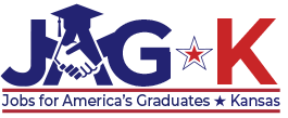 JAG-K logo with blue letters, red star, and tagline “Jobs for America’s Graduates Kansas”