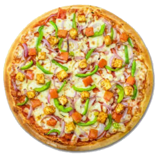 Vankrirk Grab A Pizza with a lot of toppings on it on a white background.