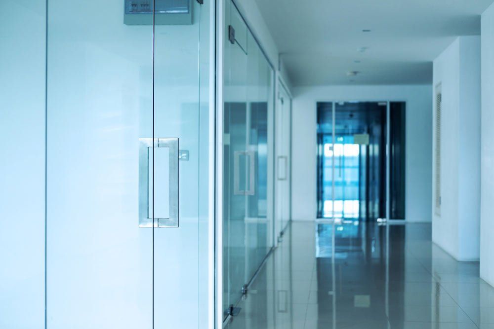 glass door and partition wall