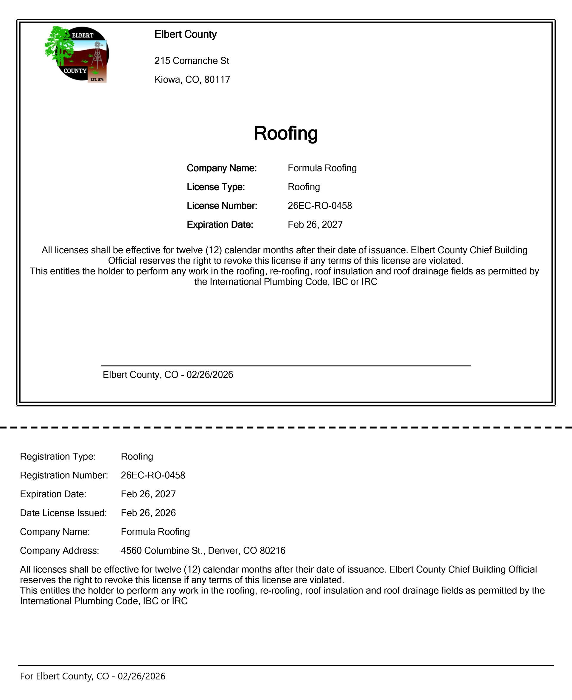 Elbert County Licenses 