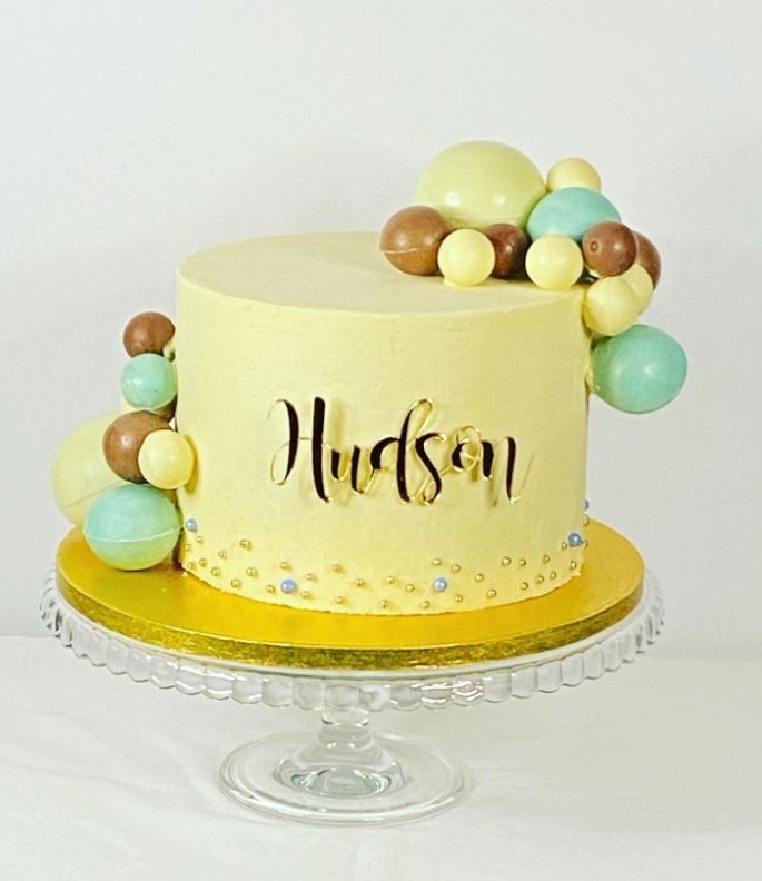 Christening Cake with Chocolate Spheres