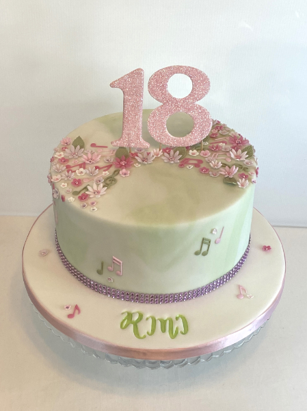A cake with the number 18 on top of it.