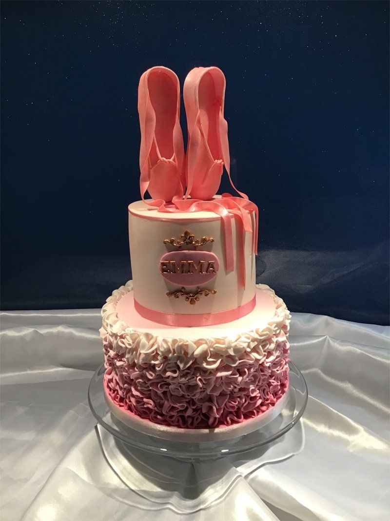Ballet shoe cake pink ruffles