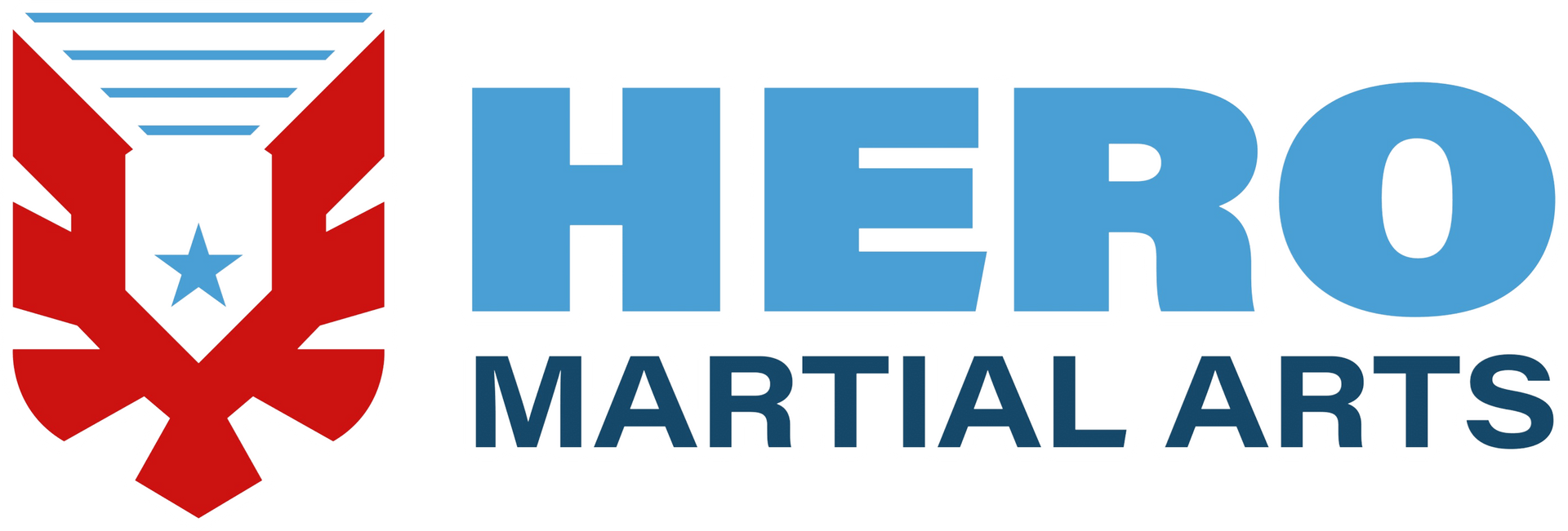 The logo for hero martial arts shows a shield with a star on it.