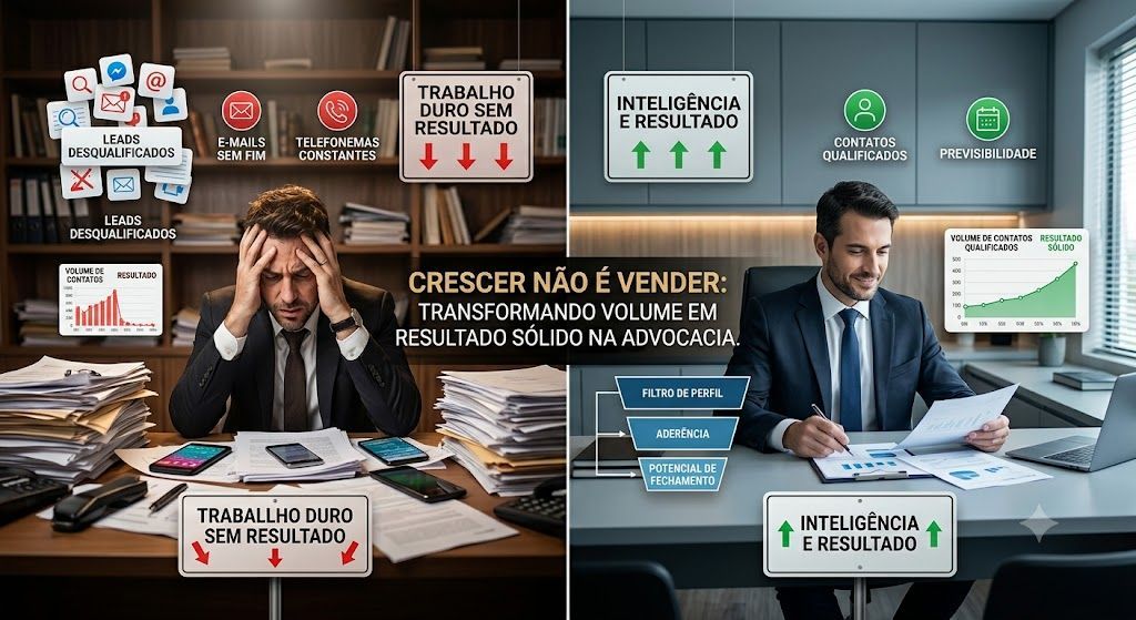 Escritório jurídico analisa contatos e leads qualificados para crescer com mais previsibilidade