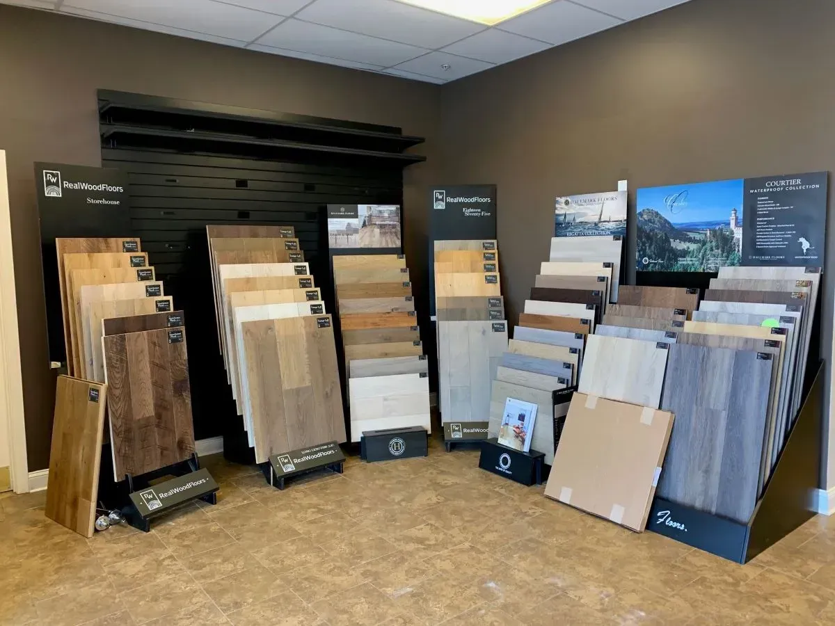 A room filled with lots of different types of flooring.