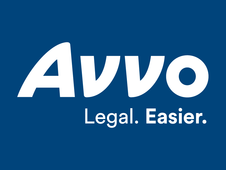 The logo for avvo legal easier is on a blue background.