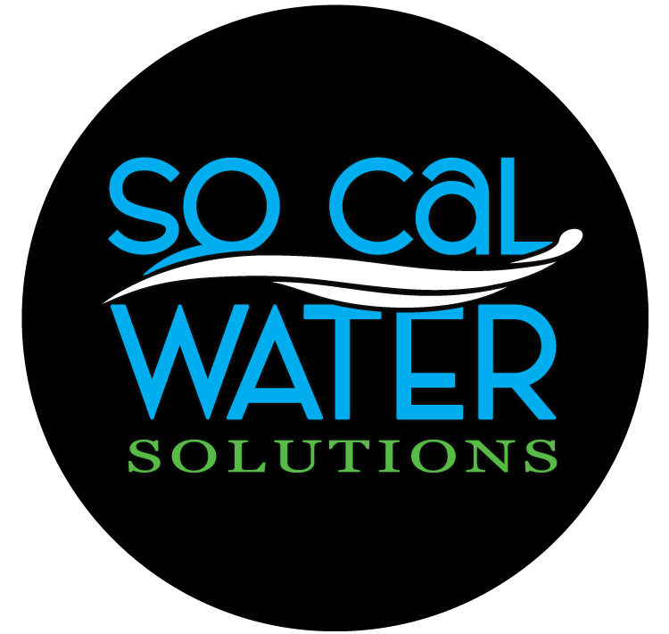 A logo for so cal water solutions in a black circle