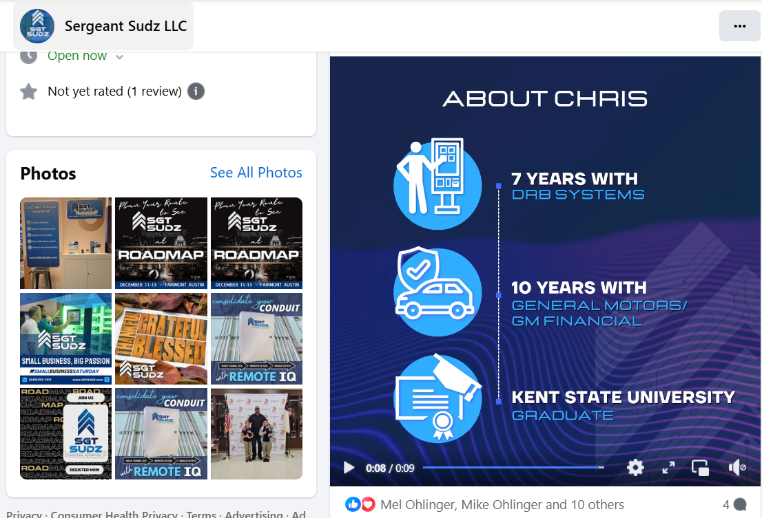 A screenshot of a facebook page about chris.