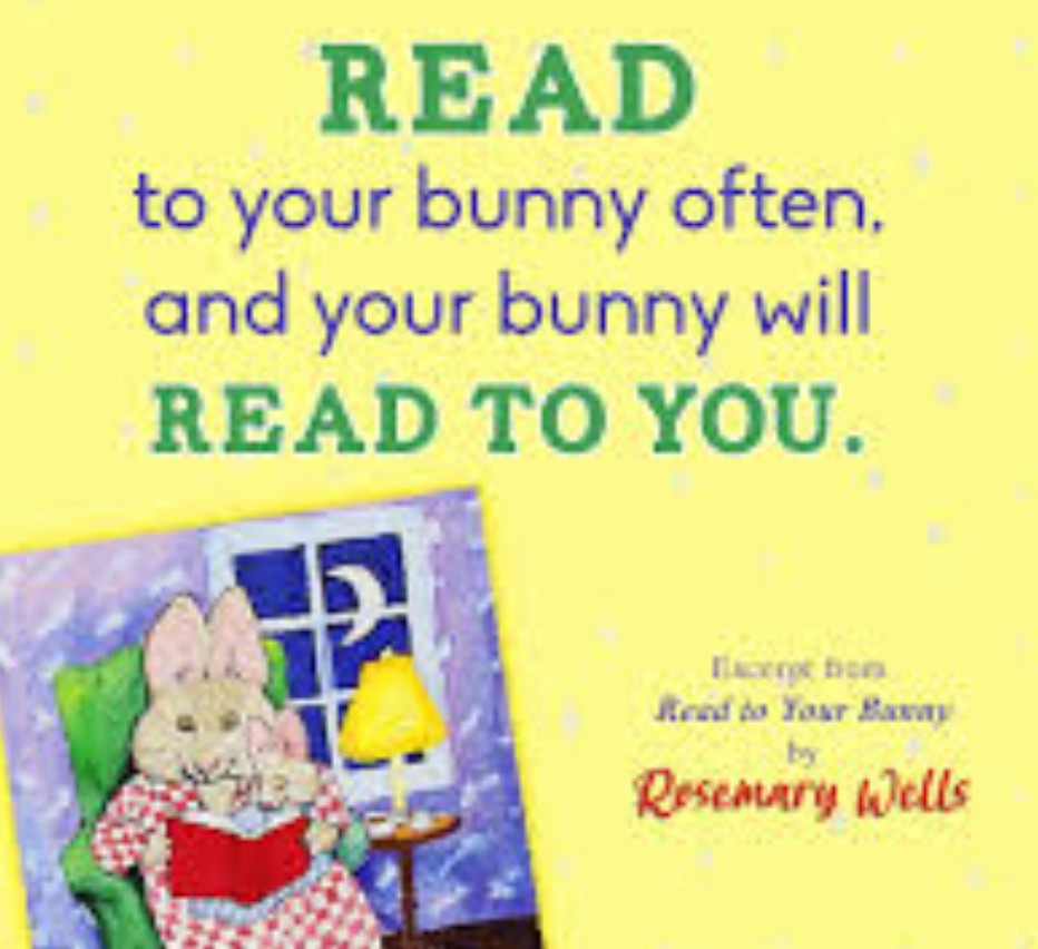 A bunny is sitting in a chair reading a book.