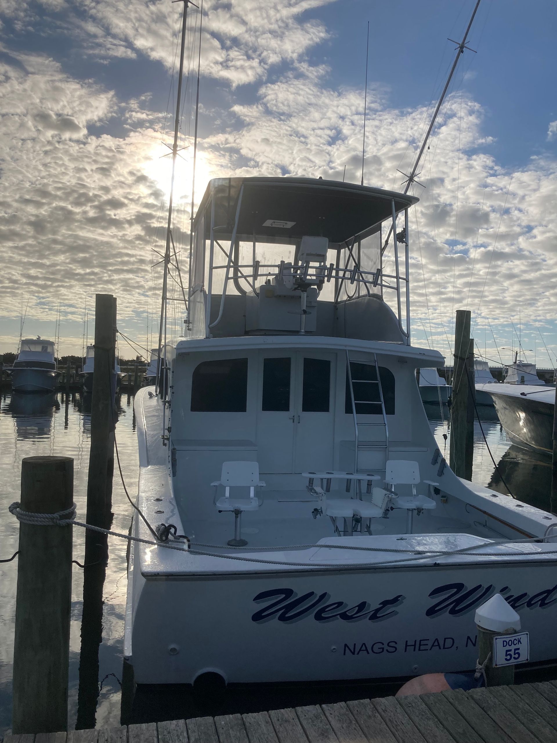 West Wind Charter docked at the Oregon Inlet Fishing Marina in Nags Head NC.