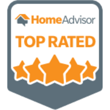 A badge that says home advisor top rated