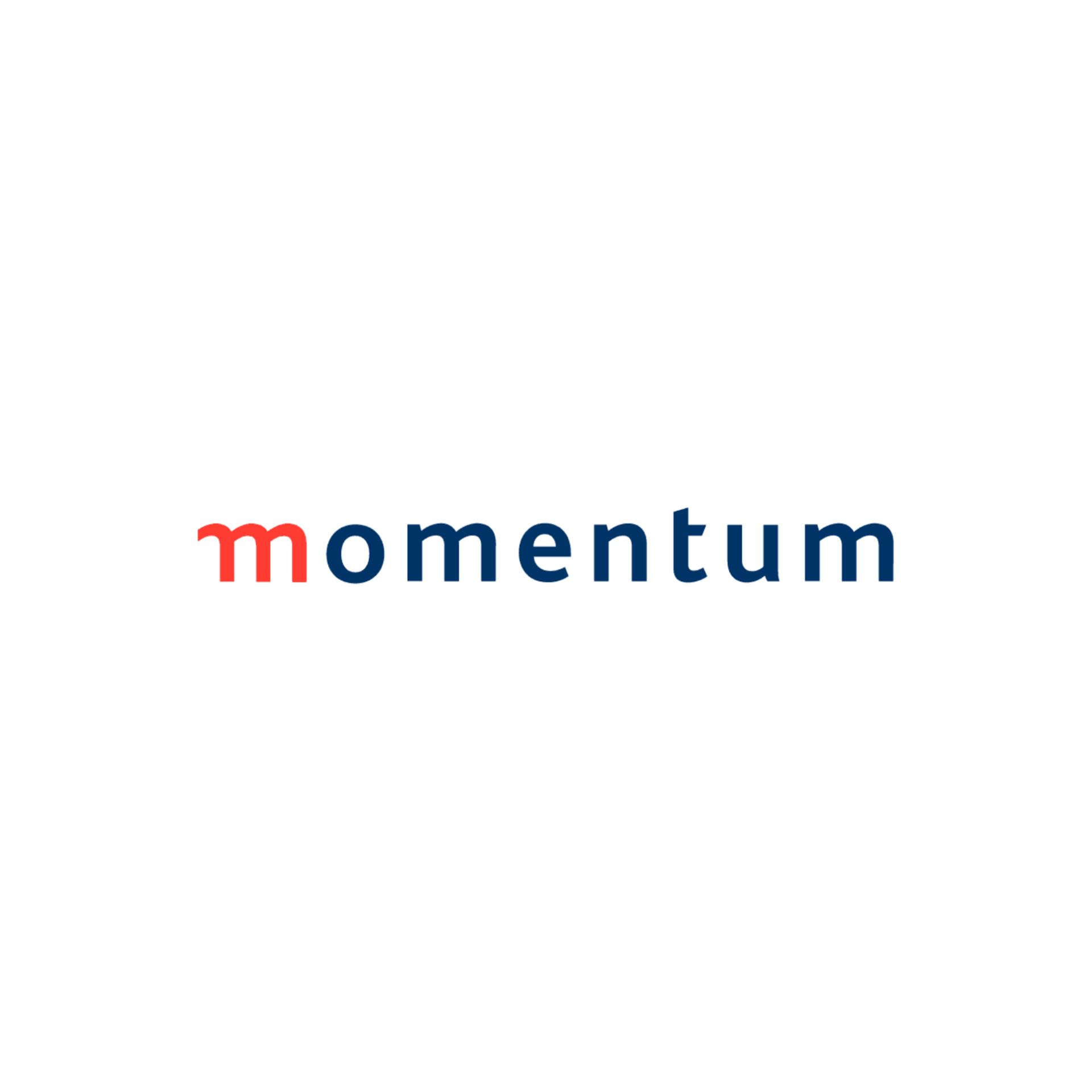 The momentum logo is red and blue on a white background.