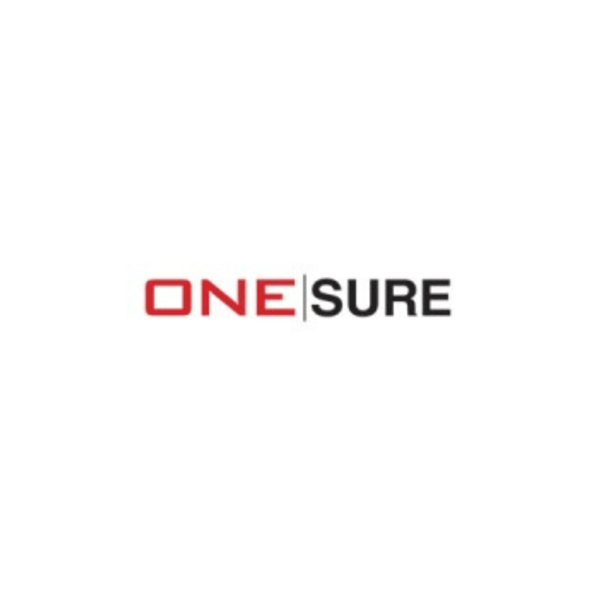 The logo for one sure is red and black on a white background.