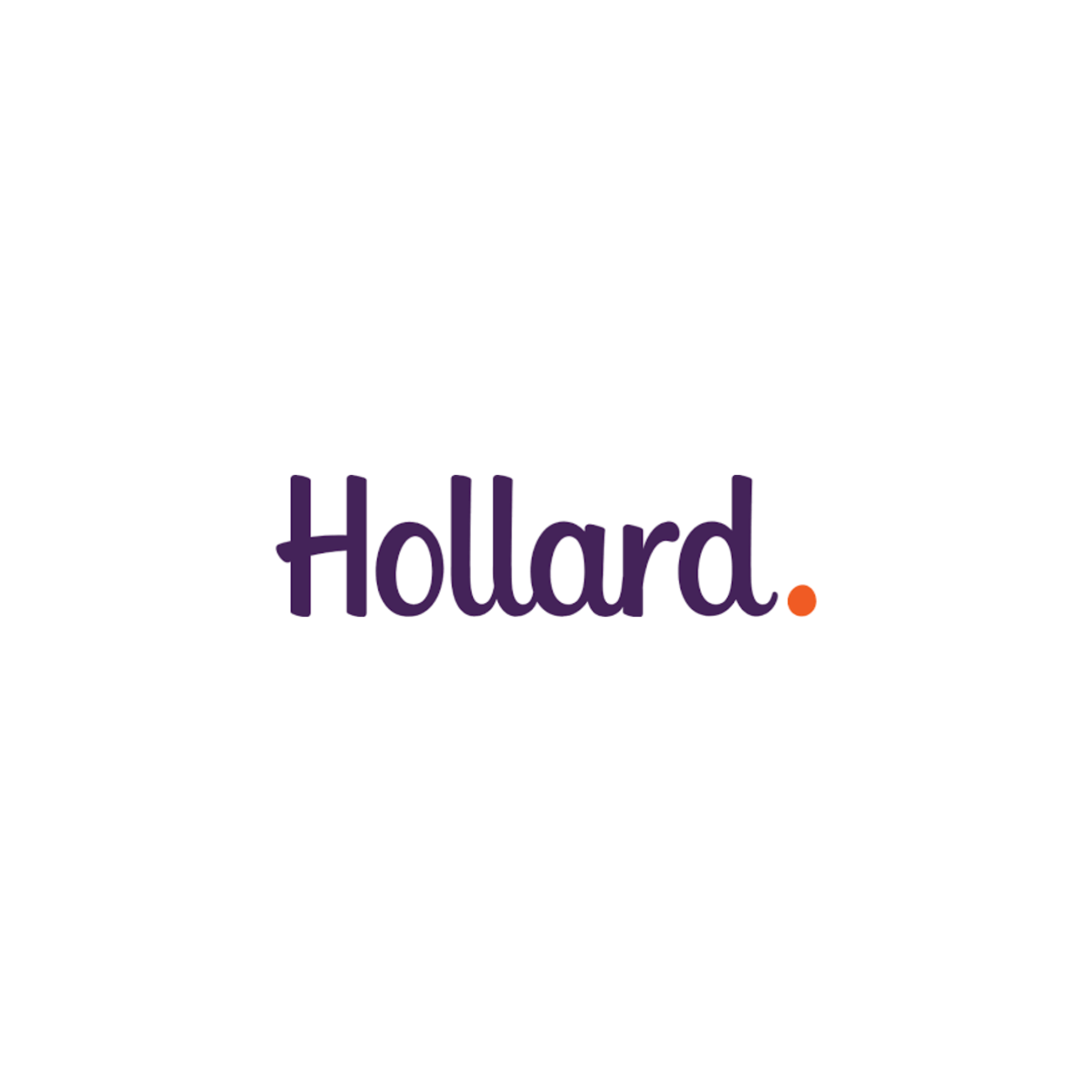 The logo for holland is purple and white on a white background.