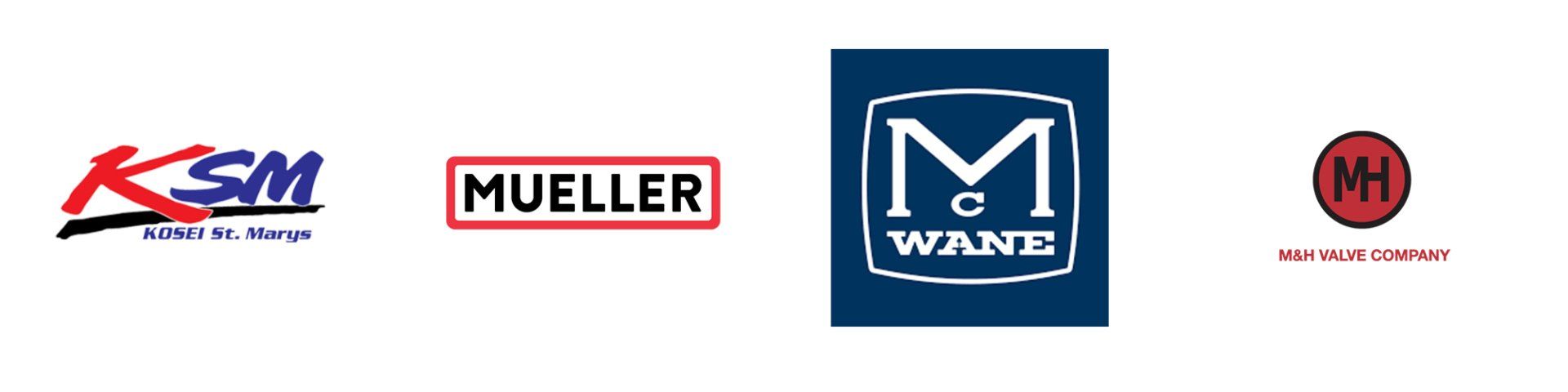 KSM, Mueller, McWane and M&H valve company Logos