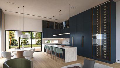 A kitchen with a large island in the middle of it Point Loma with Justin Halbert