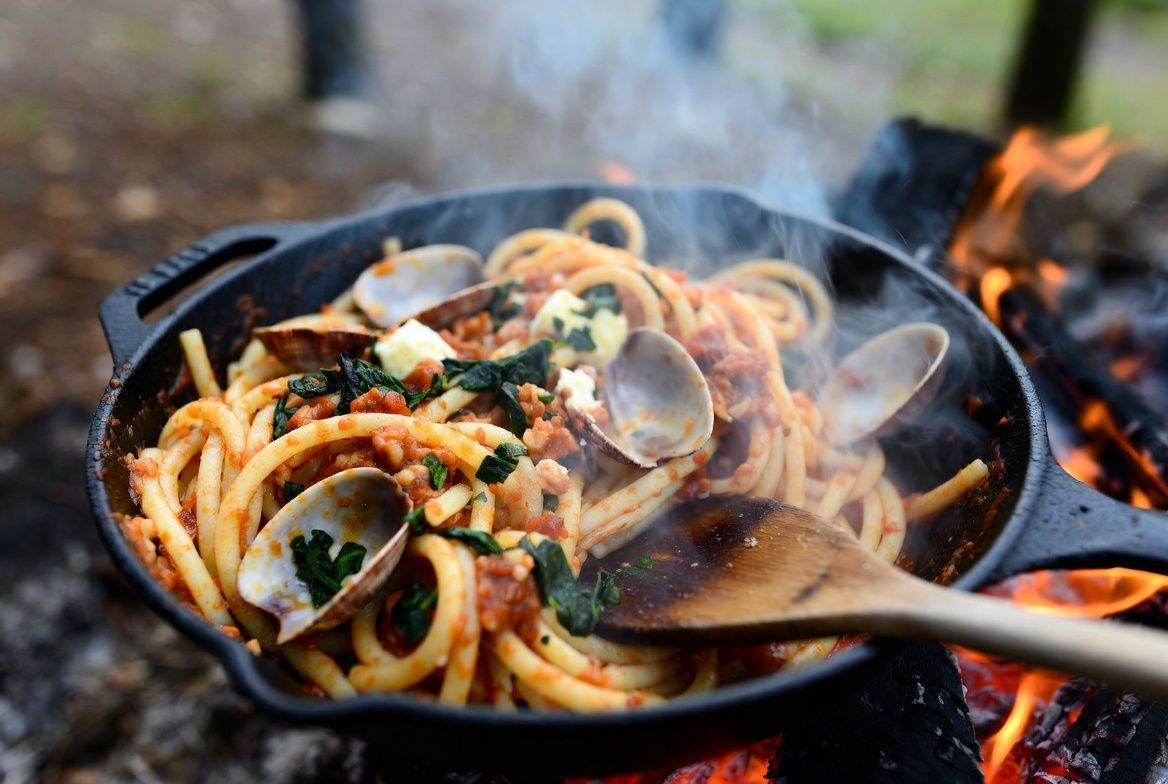 Clam or Sardine Pasta (Open Fire)