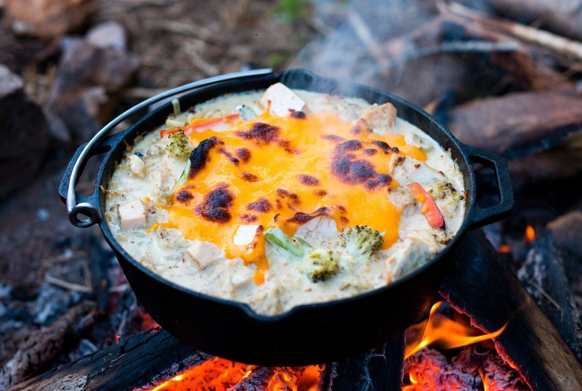 Cheesy Chicken & Rice Casserole (Open Fire)