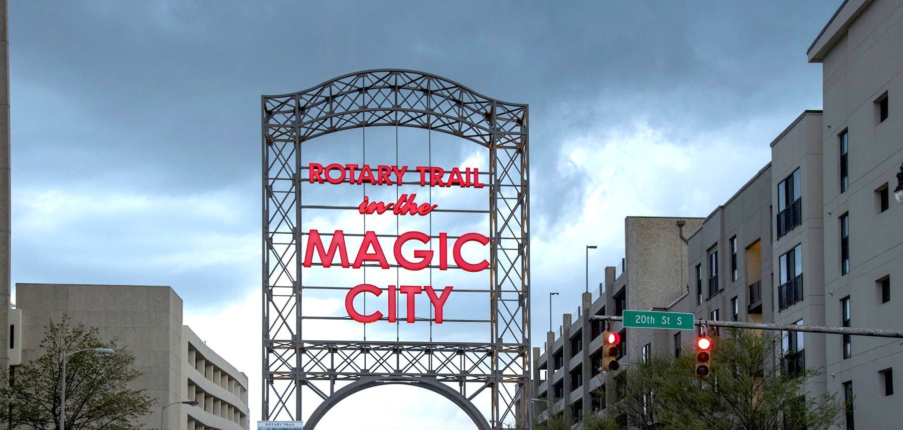 A large sign that says magic city on it
