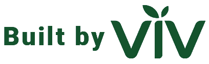 Built by VIV logo, green text and leaves.