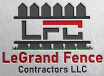 Logo for LeGrand Fence Contractors LLC, featuring a stylized fence with 