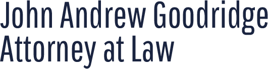 The logo for john andrew goodridge attorney at law