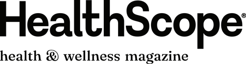 HealthScope health & wellness magazine logo in black text on white background