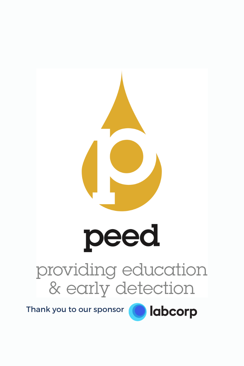 Peed logo with yellow flame-and-circle mark and gray tagline, “providing education & care dedicated”