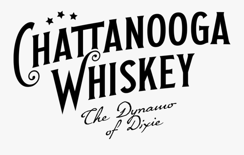 Chattanooga Whiskey logo in black text with stars and the script tagline “The Dynamo of Dixie.”